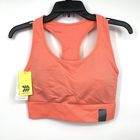 All In Motion Sports Bra Plus 2X (40DD) Seamless Medium Support Racerback - Picture 2 of 10